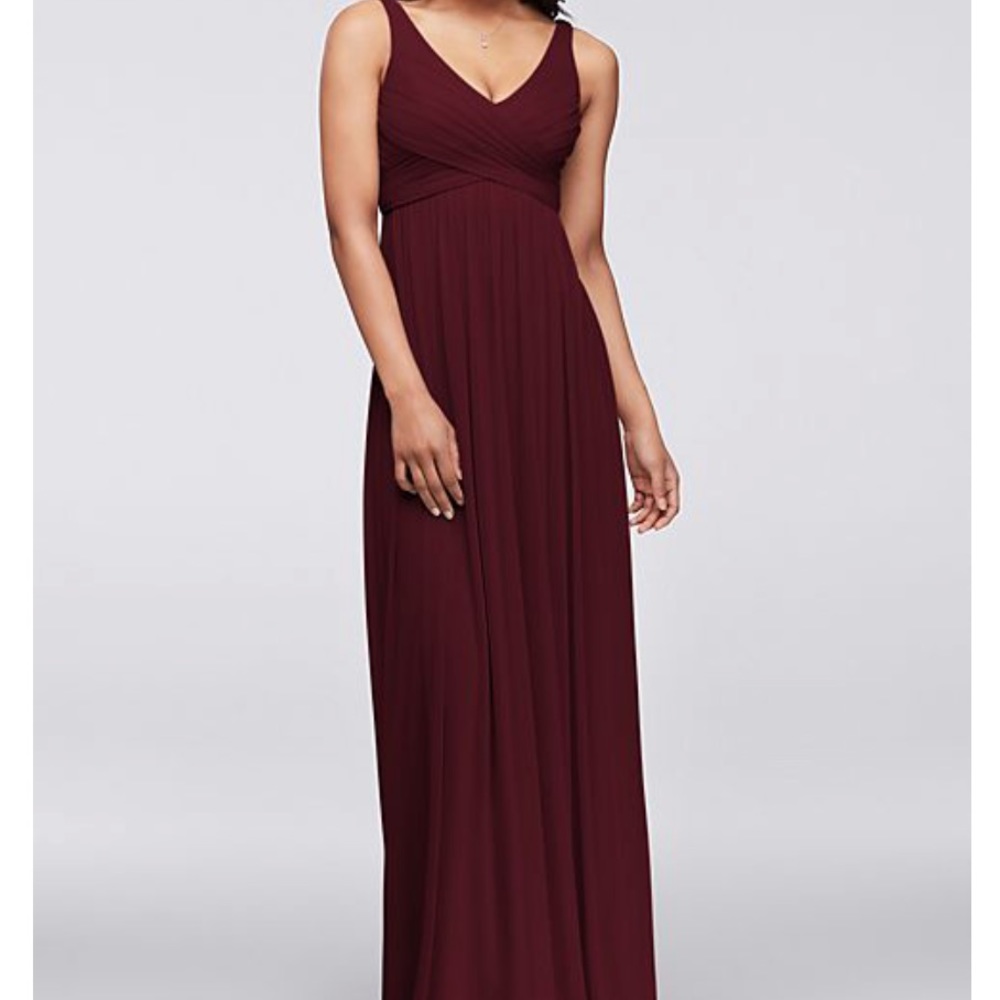 David’s Bridal Wine long dress with swooping cowl back detail Size 10